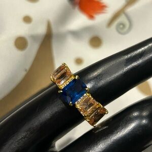 Elegant Blue, peach and Gold Gemstone Ring